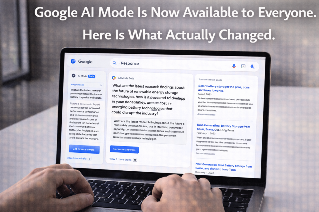 Google AI Mode Search all US users 2025 — Google AI workspace conversational search features