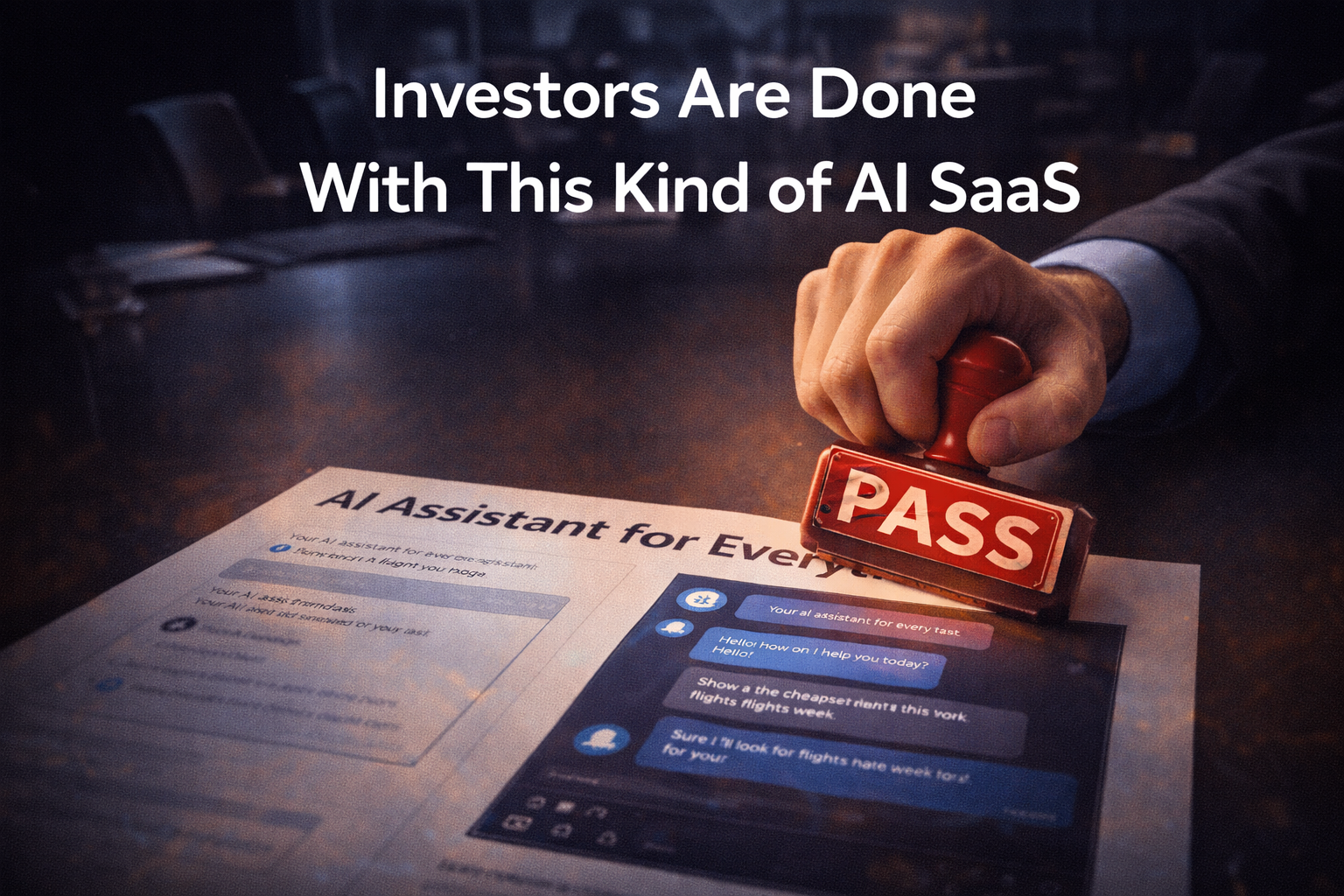 Venture capital investor rejecting generic AI SaaS startup pitch — what VCs avoid in 2025
