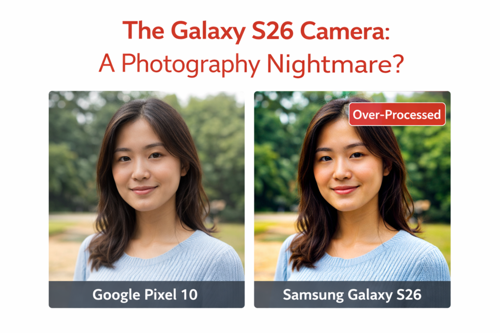 Samsung Galaxy S26 camera over-processing problem — comparison with Google Pixel 10 photography
