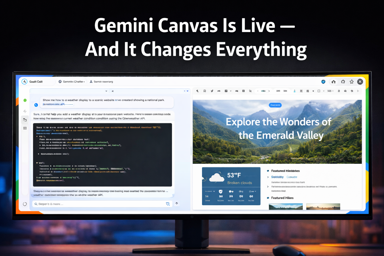 Google Gemini Canvas AI Mode 2025 — collaborative document and code workspace review