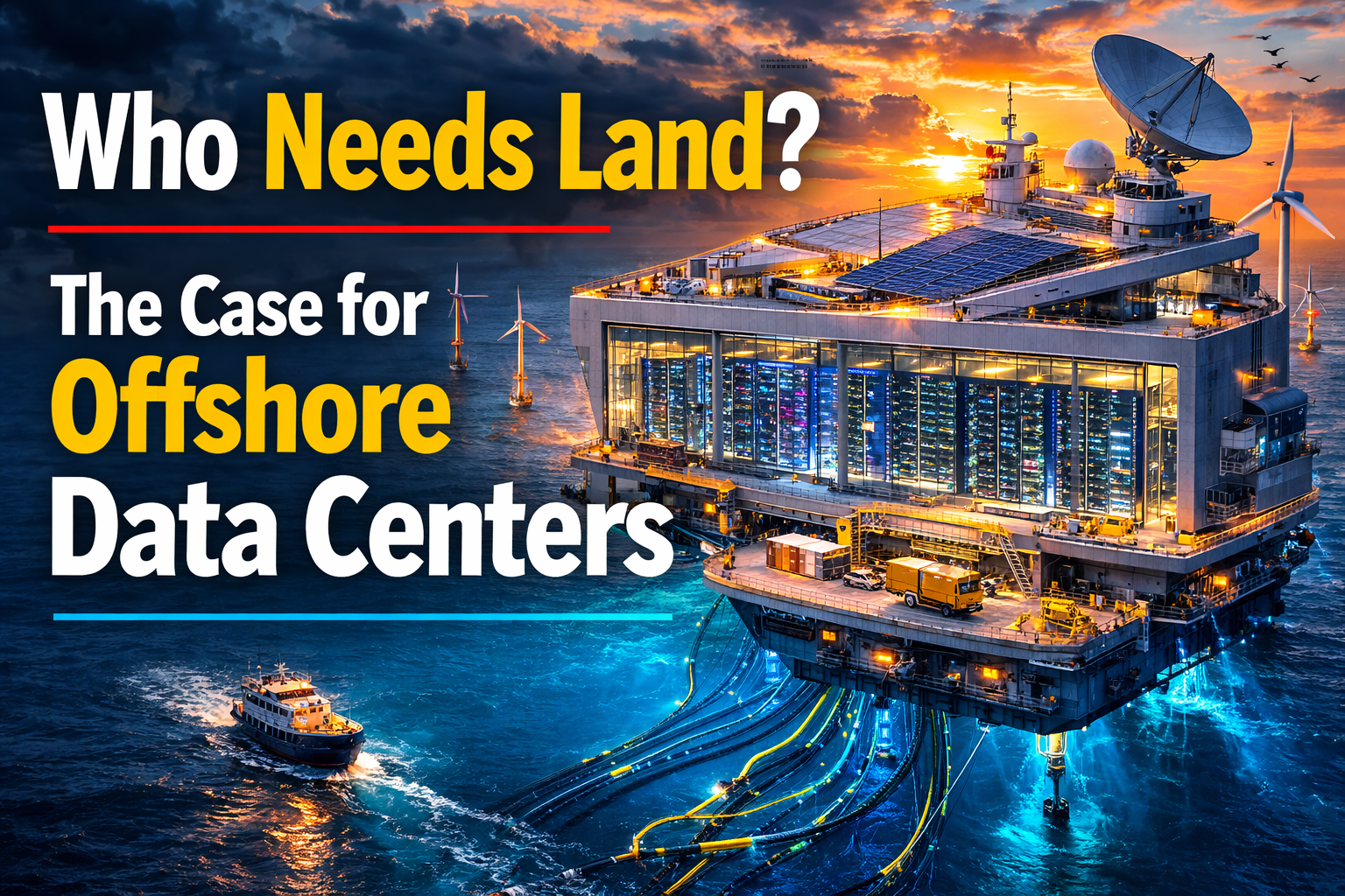 Offshore floating data center platform on ocean — AI infrastructure solution for power and cooling 2025