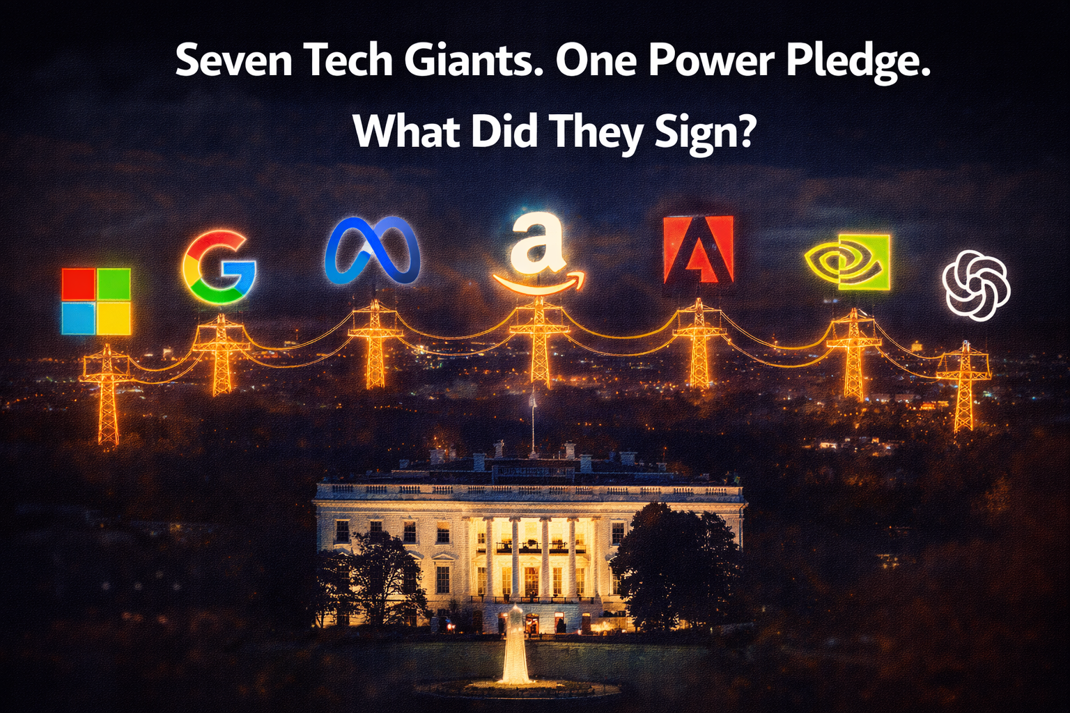 Seven tech giants Trump data center electricity pledge — Amazon Microsoft Google power commitment 2025